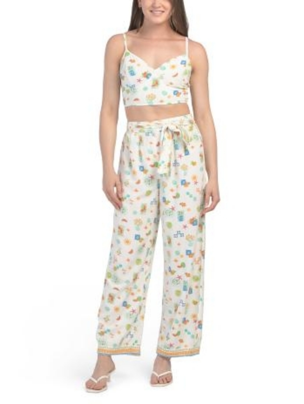NWT - Midnight Sky Linen Blend Whimsy Printed Top & Pants Set - Size L - Picture 1 of 14